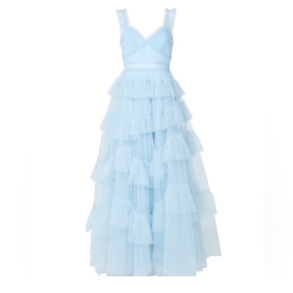 BCBGMaxazria Luna Tiered Ruffle Gown in Haze